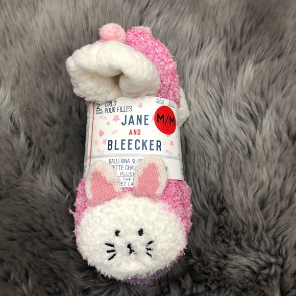 Jane and Bleecker | Girls’ Slipper Socks | Pink & Purple | Various Sizes - Picture 2 of 3